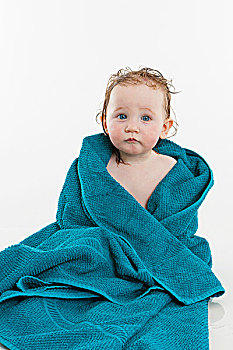 婴儿,女孩,包着,毛巾