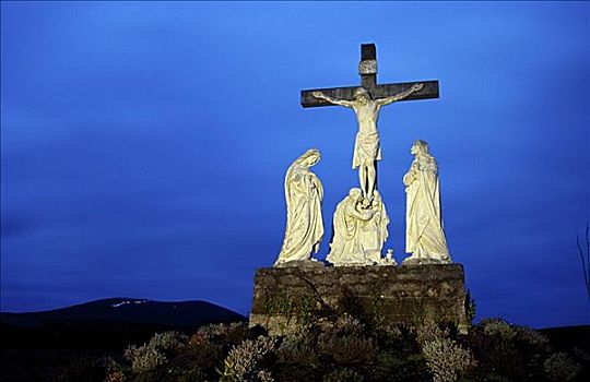仰视,雕塑,耶稣,靠近,教堂,攀升,沃特福德郡,爱尔兰