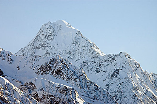 山,脊,雪,冬天,楚加奇山,阿拉斯加,美国