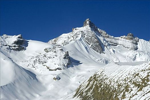 风景,积雪,顶峰,靠近,安娜普纳地区,尼泊尔,亚洲
