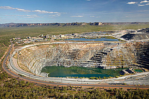 凹,巡逻员,铀,矿,卡卡杜国家公园,北领地州,澳大利亚,俯视