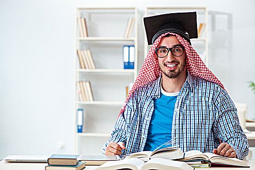 阿拉伯,学生,准备,大学,考试