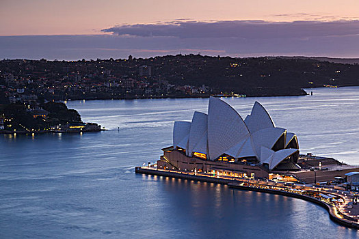澳大利亚,悉尼歌剧院,俯视图,黃昏