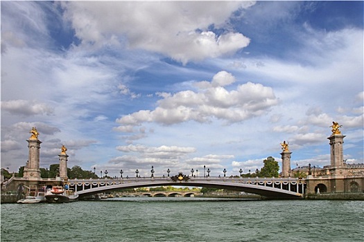 桥,亚历山大三世,上方,塞纳河,巴黎