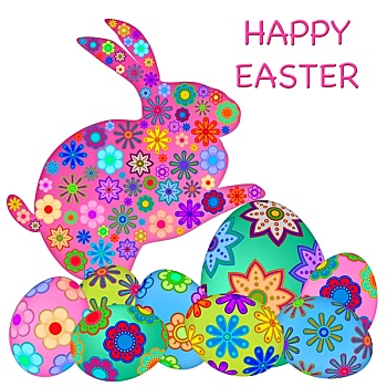 高兴,复活节兔子,兔子,彩色,蛋