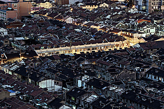 上海城市居住区夜景