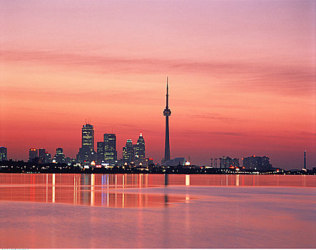 城市天际线,日出,多伦多,安大略省,加拿大