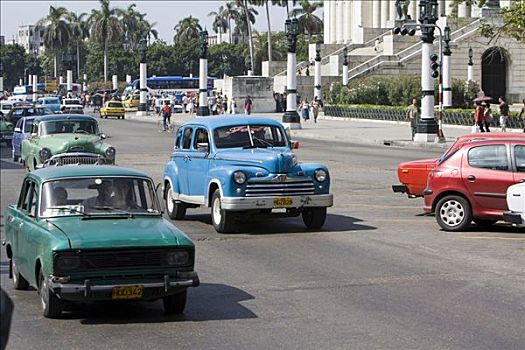 交通,老,汽车,哈瓦那,古巴,加勒比海