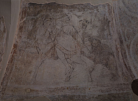 熊,猎捕,11世纪,艺术家,古老,俄罗斯,壁画