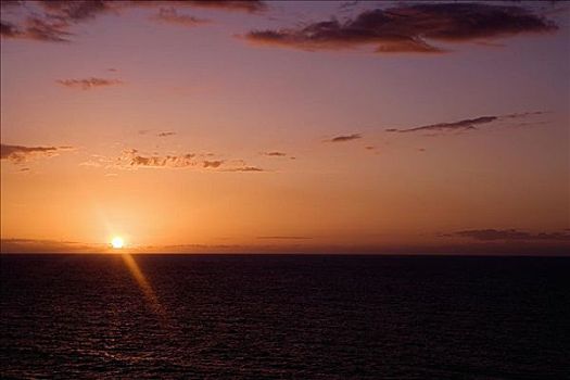 日落,上方,海洋,夏威夷,美国