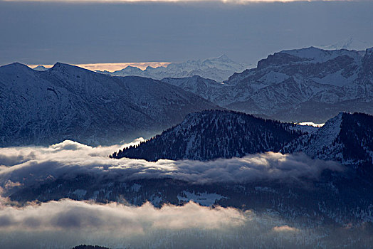 风景,山,冬天,巴伐利亚阿尔卑斯山,巴伐利亚,德国