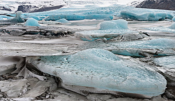 冰河,湖,瓦特纳冰川,冬天,冰岛,大幅,尺寸