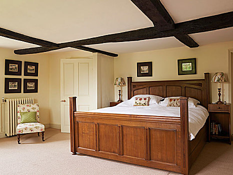 大,传统,木质,床,一个,卧室,庄园