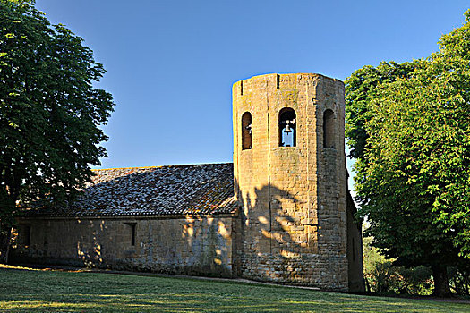 教区教堂,在夏天,集,锡耶纳省,托斯卡纳,意大利