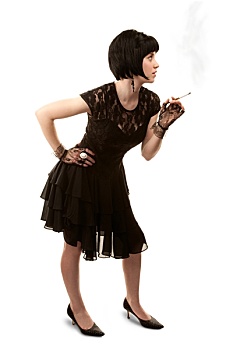 复古,女人,黑发,巴黎人,20世纪50年代,连衣裙