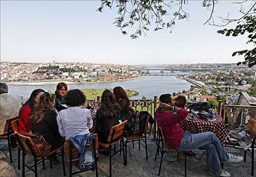 全景,上方,金角湾,咖啡,伊斯坦布尔,土耳其