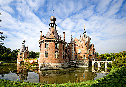 城堡,护城河,河,靠近,玛丽亚,根特,比利时,欧洲