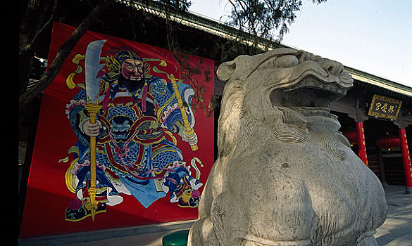 陕西西安门神和石狮子
