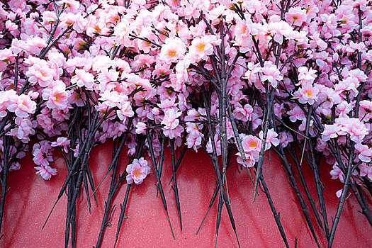 北京春节庙会上的手工花枝