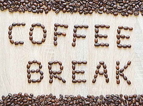 文字,咖啡时间,咖啡豆,边界,俯视