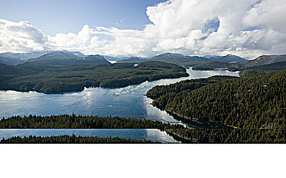 航拍,水道,岛屿,左边,右边,奎德拉岛,背景,发现,不列颠哥伦比亚省,加拿大