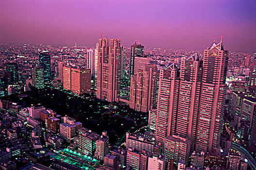 日本,东京,新宿,区域,天际线,建筑