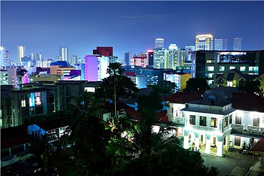 新加坡,市区,夜晚