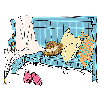 垫子,帽子,拖鞋,餐巾,沙发