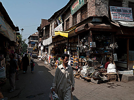 街头一景,斯利那加,查谟-克什米尔邦,印度,亚洲