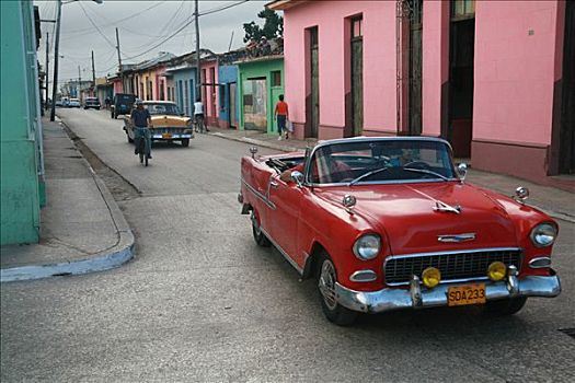 老爷车,街道,特立尼达,省,古巴,拉丁美洲
