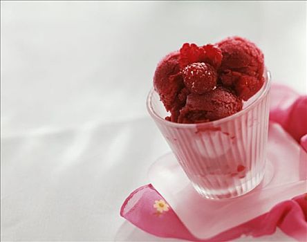 树莓果汁冰糕,新鲜,树莓,玻璃
