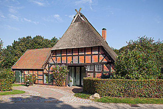 半木结构房屋,下萨克森,德国,欧洲