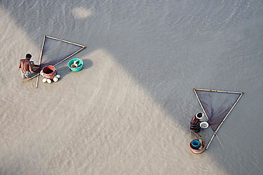 渔民,河,孟加拉,五月,2009年