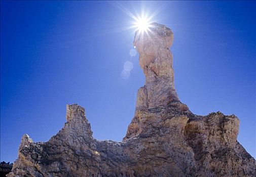 怪岩柱,石头,尖顶,早晨,太阳,布莱斯峡谷国家公园,犹他,美国