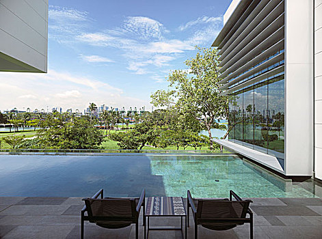 座椅,旁侧,游泳池,湖岸,风景,圣淘沙,小湾,新加坡