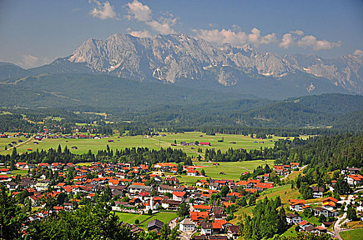 德国,巴伐利亚,伊萨河,山谷,乡村,风景,阿尔卑斯山,全景