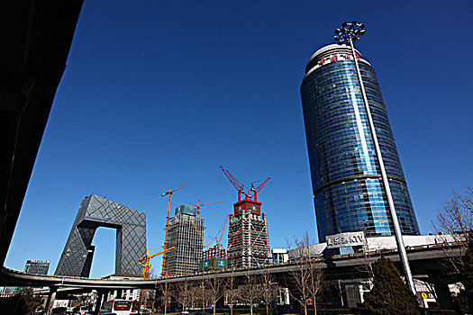 中央电视台,中国,北京,全景,办公楼,商业区,蓝天,地标,建筑
