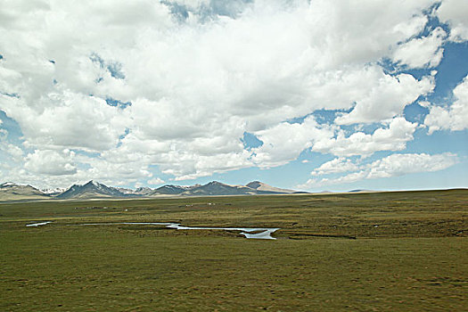 西藏,高原,蓝天,白云,湖水,0025