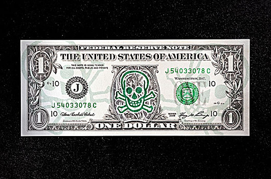 美国,美元,钞票,头骨,象征,图像,迫近,破产