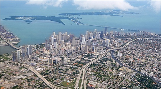 迈阿密,城市,市区,航拍,蓝色海洋