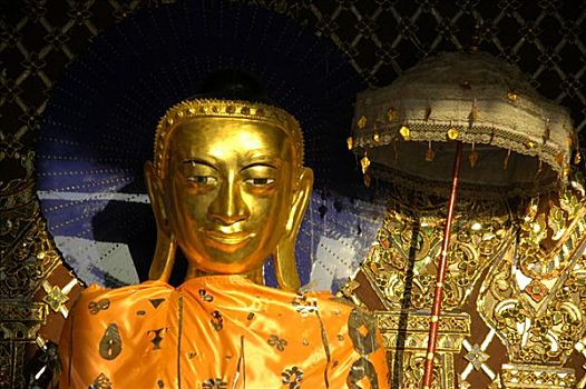 金色,佛像,伞,大金寺,仰光,缅甸,南