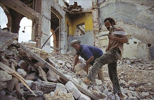 毁坏,工作,砍,石头,哈瓦那,古巴,中美洲