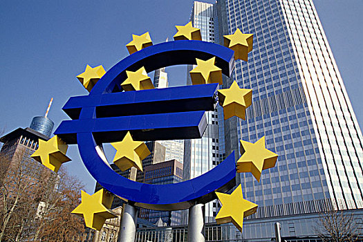 欧元,货币,象征,欧洲,中心,背影,法兰克福,黑森州,德国