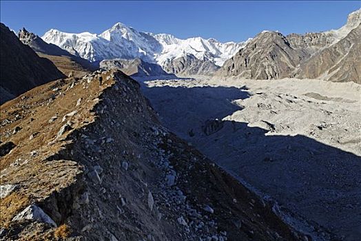 上方,冰河,萨加玛塔国家公园,尼泊尔