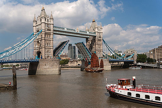 帆船,通过,塔桥,泰晤士河,伦敦,英格兰,英国,欧洲