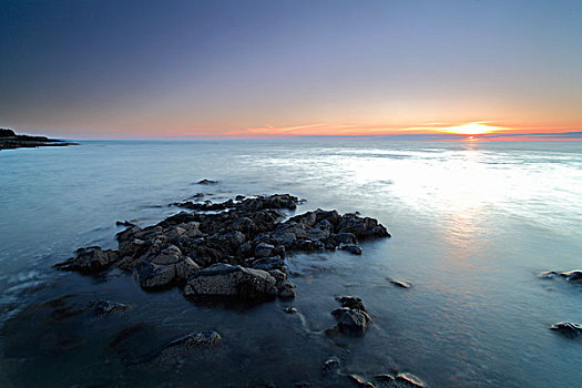 日落,上方,芬地湾,加拿大