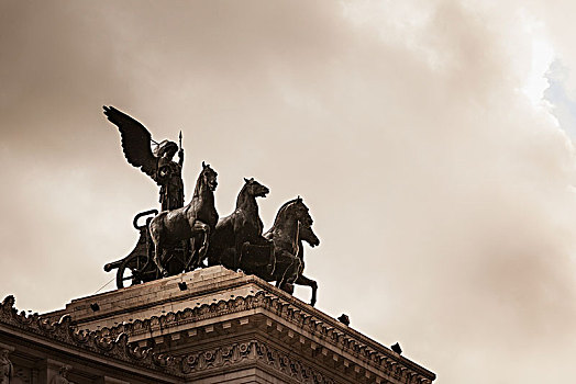 屋顶,注视,区域,女神,维多利亚,骑,四马二轮战车,罗马,意大利