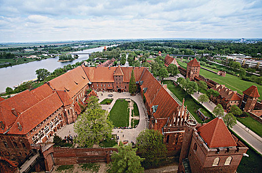 波兰,波美拉尼亚,马尔堡,城堡,河,大幅,尺寸