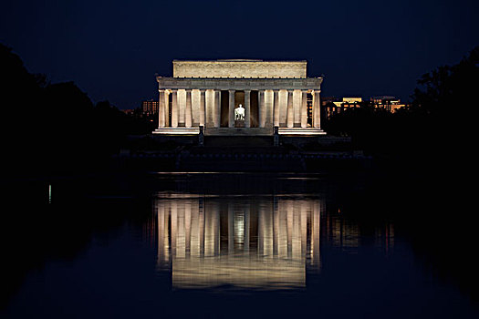 林肯纪念馆,夜晚,华盛顿,美国