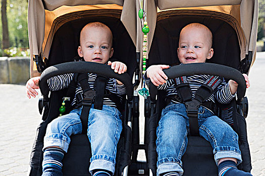 头像,婴儿,双胞胎,兄弟,折叠式婴儿车,公园